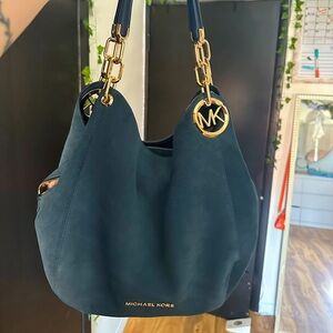 Michael Kors Navy Blue Leather Tote Bag